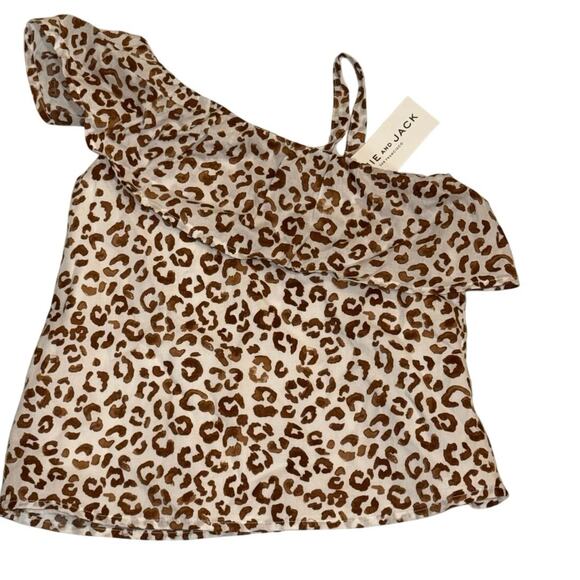 NWT Janie and Jack 3T Girls Leopard Print One Shoulder Ruffle Top 100% Cotton - Picture 2 of 7